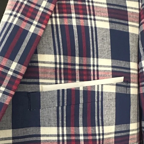 Paisley & Gray Dover Notch Jacket Navy and Red Plaid Blazer